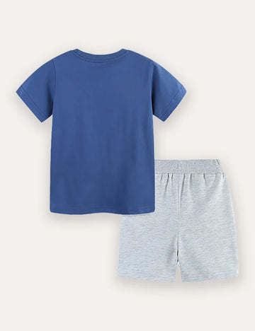 Summer Print Short Sleeve T-Shirt and Shorts Set